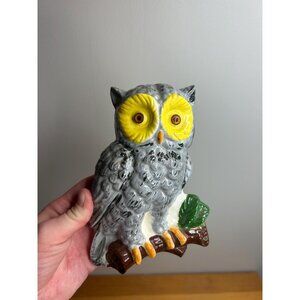 Vintage cottagecore wall decor MCM owl ceramic homemade